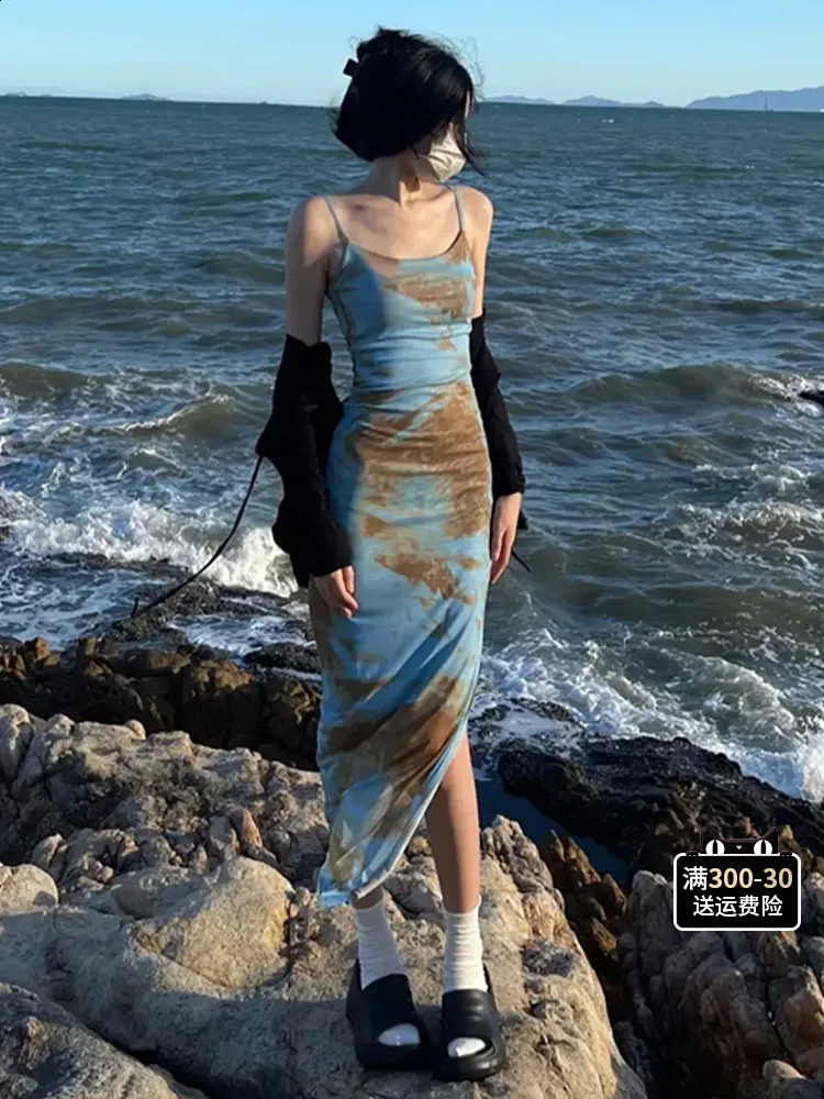 Robe de camisole de teinture à l'encre et à laver pour femmes en épreuve des femmes