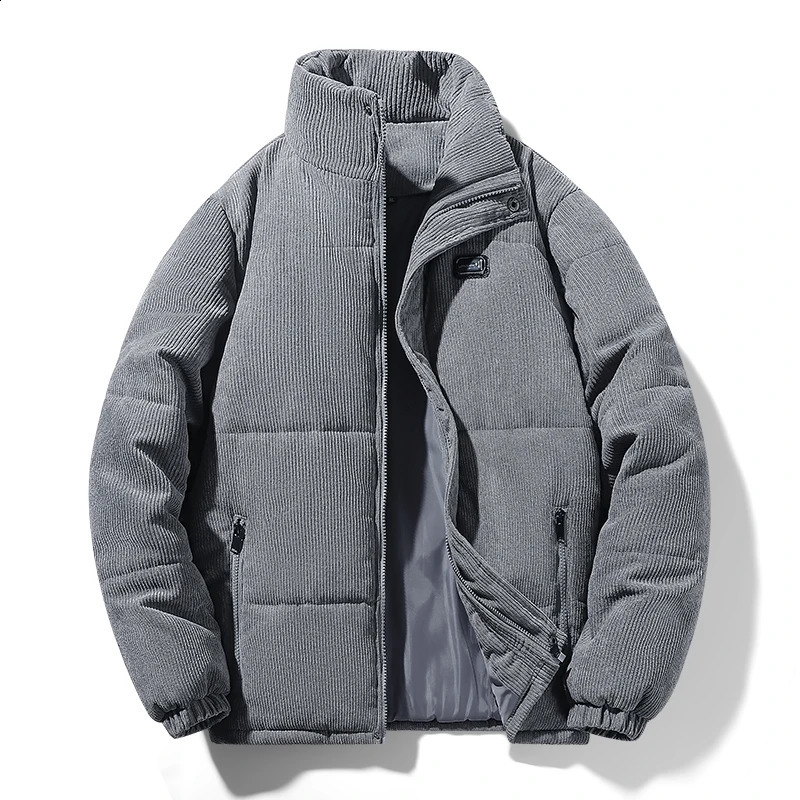 Autumn Winter Jacket Mens Lambswool Warm Thicken Jackets Waterproof Jogging Casual Coat Fashion Loose Grey Parke Clothing 240822