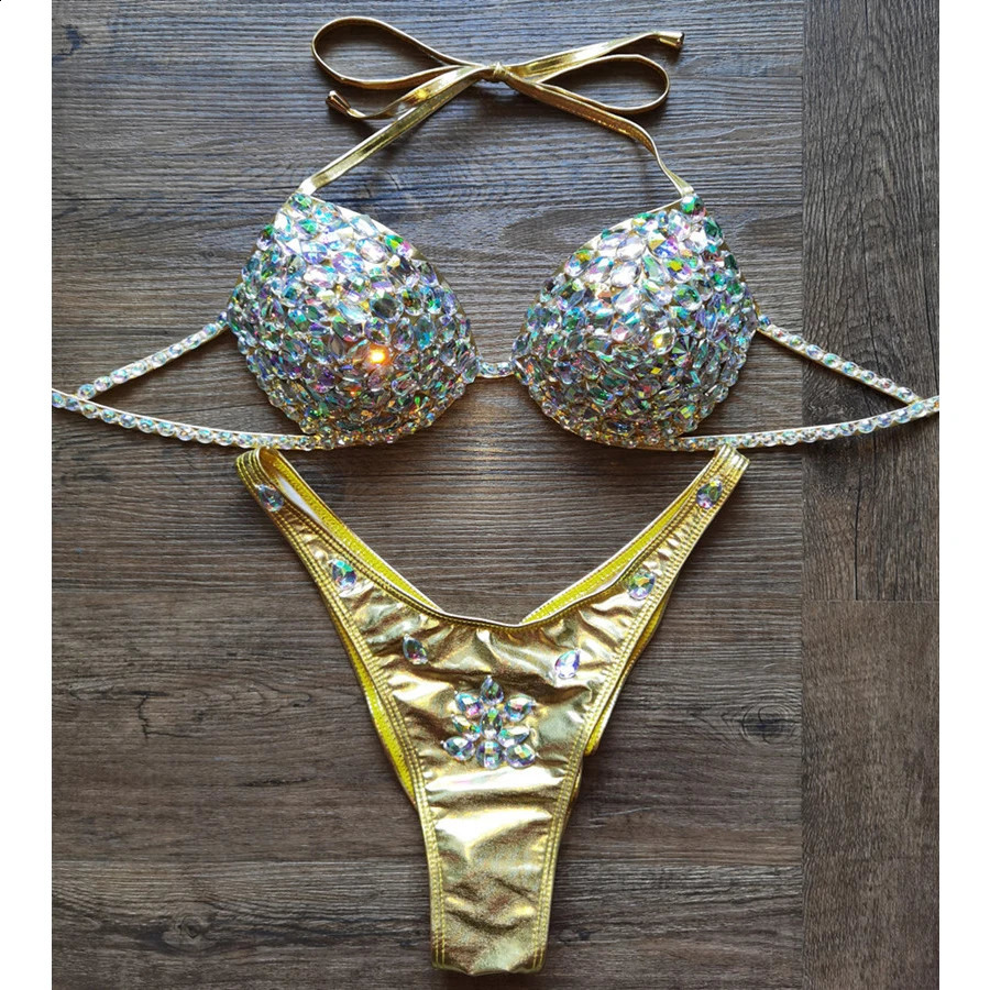 VIKINII Sexy luxe diamant Bikinis ensemble femmes Push Up Biquinis femme or maillots de bain cristal miel lune maillots de bain 240822