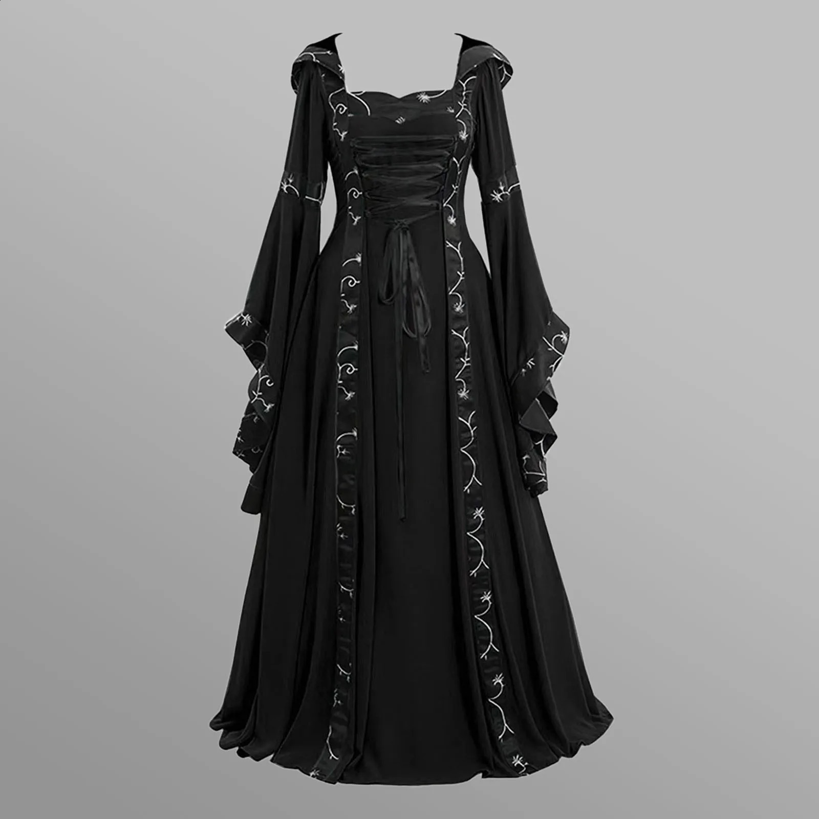 Medieval party womens retro cosplay mop long skirt womens Gothic dress waist tie elegant womens clothing 240823
