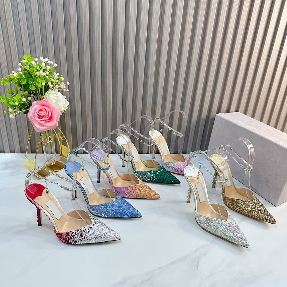 Women&#039;s 105mm stiletto sandals Rhinestone decoration gladiator pumps pointed toe party evening shoes luxury designer high heels 35-41 with b-image-914246370