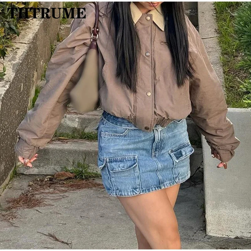 Autumn womens winter jacket fashionable solid collar long sleeved warm jacket casual single chest ordinary chic quilted jacket 240822