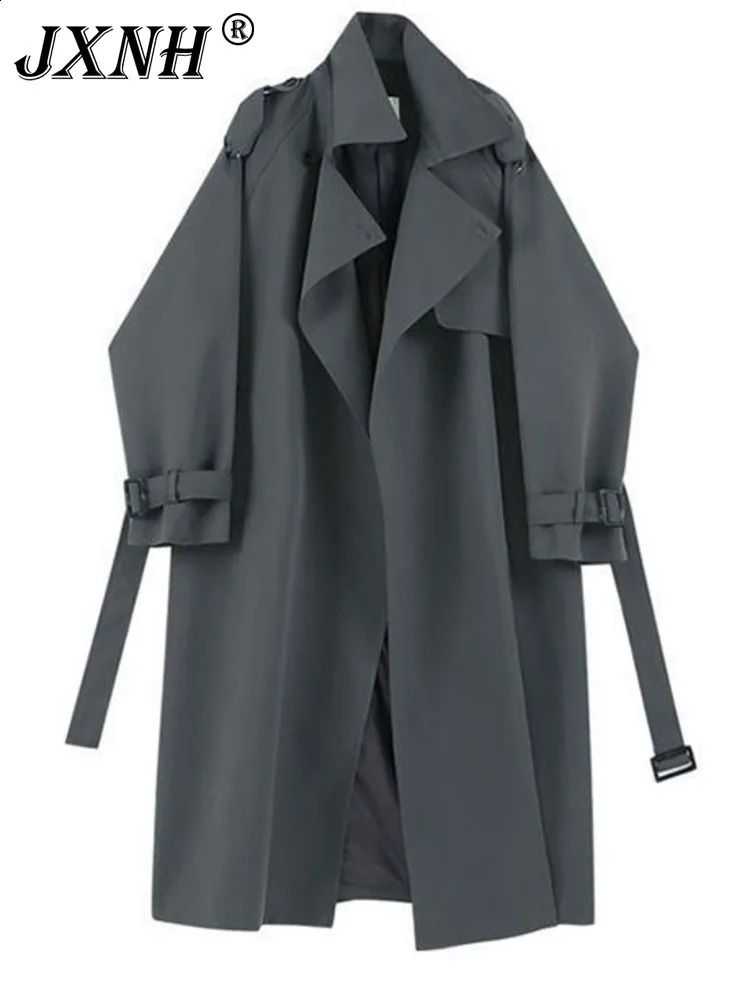 Fashion Style Versatile Womens Medium to Long Windbreaker Coat Spring and Autumn Loose Small Coat Trend 240822