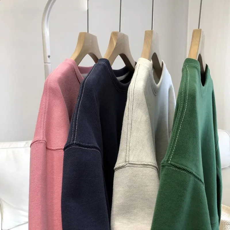 Women Hoodies Short Sweatshirt Korean O-neck Knitted Pullovers Thick Autumn Winter Loose Hoodies Solid Womens Clothing 240822