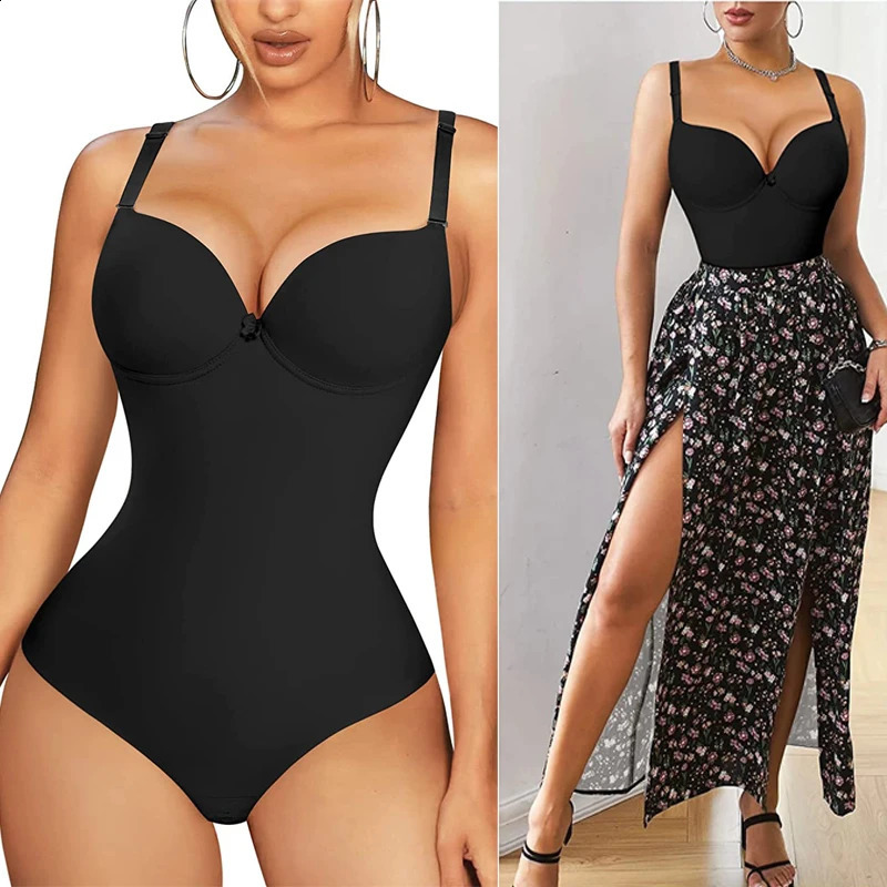 Womens weight loss shapewear waist trainer sexy V-neck underwear bra jumpsuit abdominal control smooth shapewear 240822