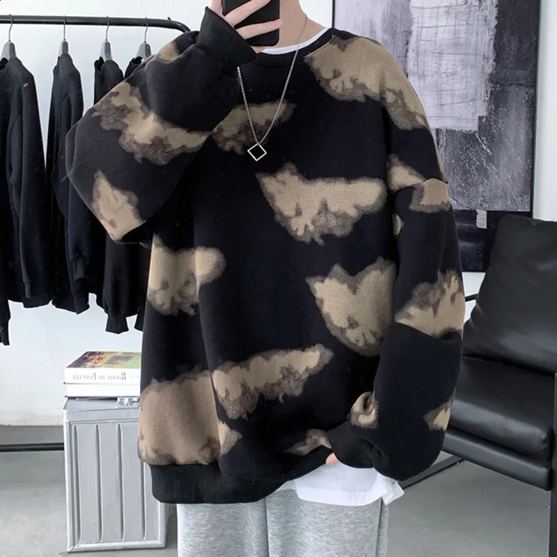 Autumn and Winter Korean Round Neck Pullovers Streetwear Casual Unisex Tops Hybskr Harajuku Cloud Men Oversized Sweatshirts 240822