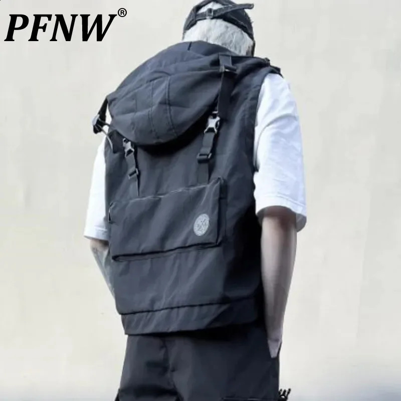 PFNW Spring Summer Mens Chic Sleeveless Hooded Vest Cool Darkwear Techwear Coat Trendy Streetwear Handsome Jackets 12A8131 240822