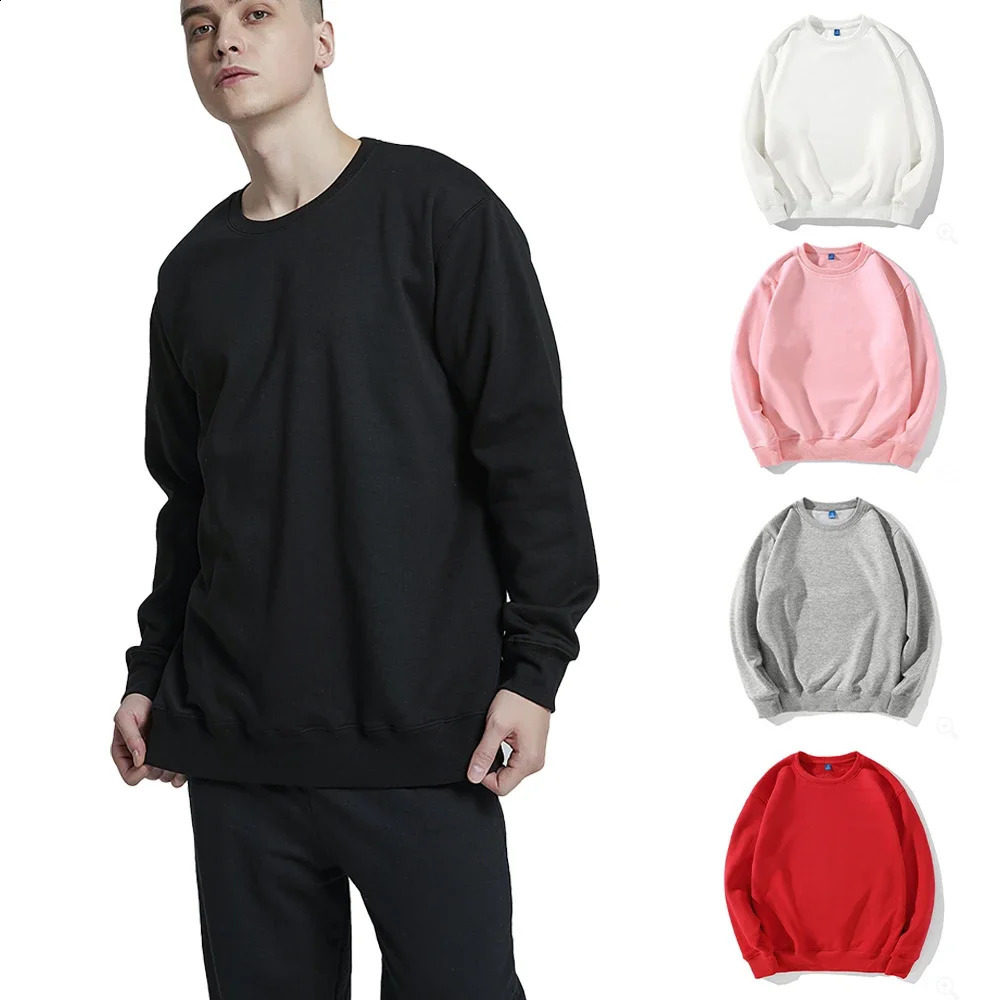 Men Oversized Pullover Fashion Solid Color Sweatshirt O Neck Long Sleeve Casual Street Sportswear 240822