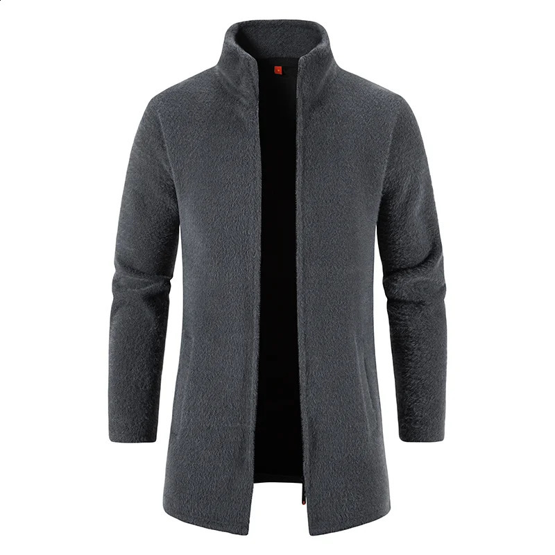 Men Cardigan Cashmere Long Coat Sweaters Turtleneck Male Autumn Winter Fleece Warm Solid Sweatercoat Windbreaker Men Clothes 240822