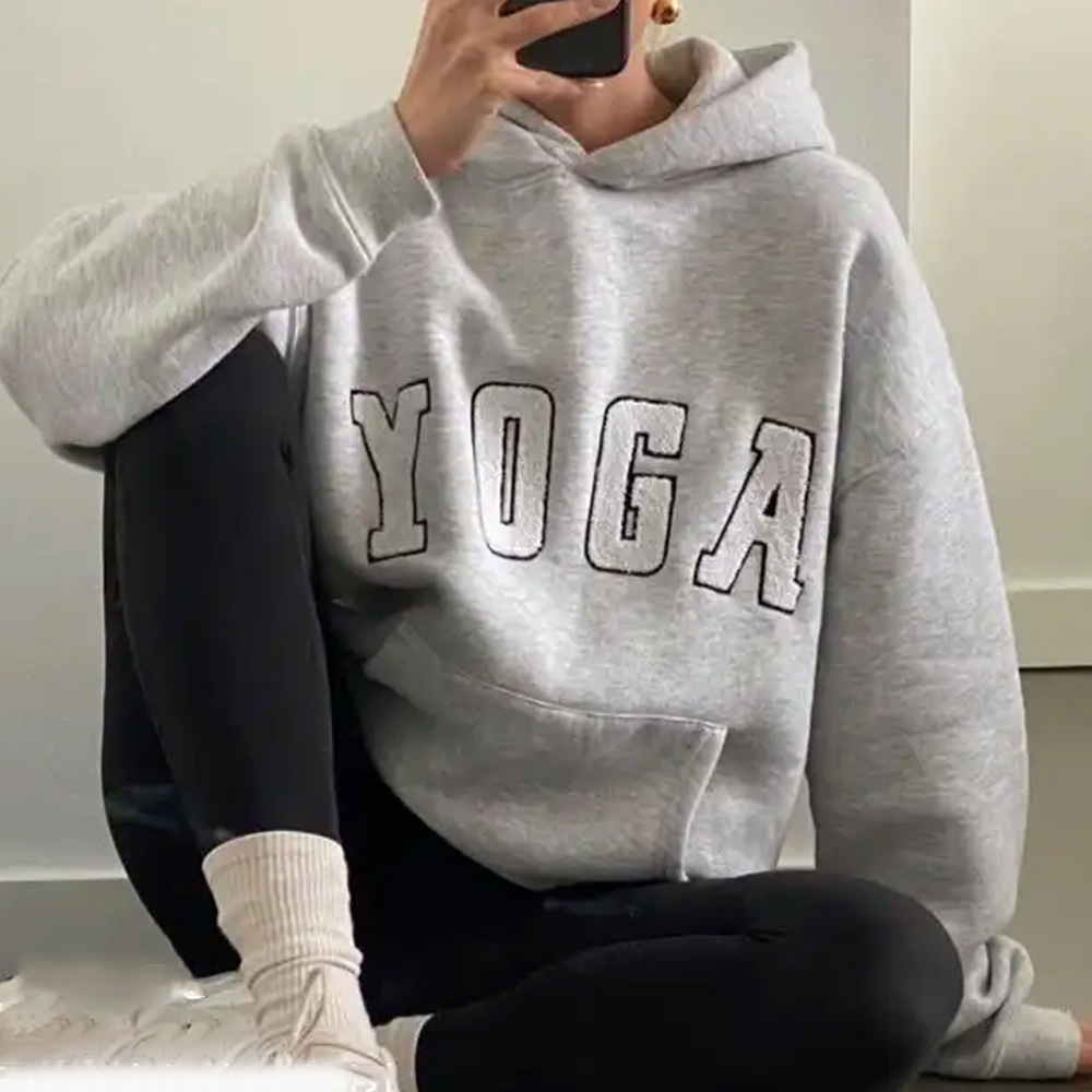 Chenille Embroidery Oversized Hoodies Women's Men's Vintage College Solid Color Designer Hooded Hoodies Fashionable Casual Versatile Sw