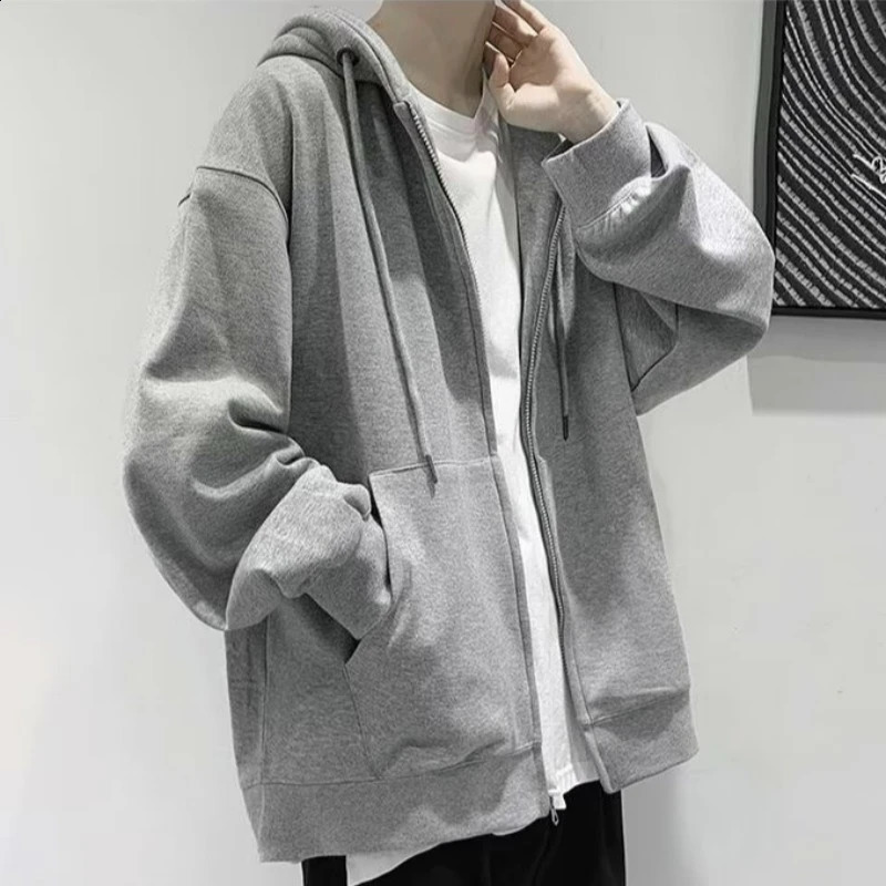 Spring and Autumn Loose Thin Jacket Casual Top Hoodie Cardigan Mens Winter American Sportswear Mens Sweatshirt 240823