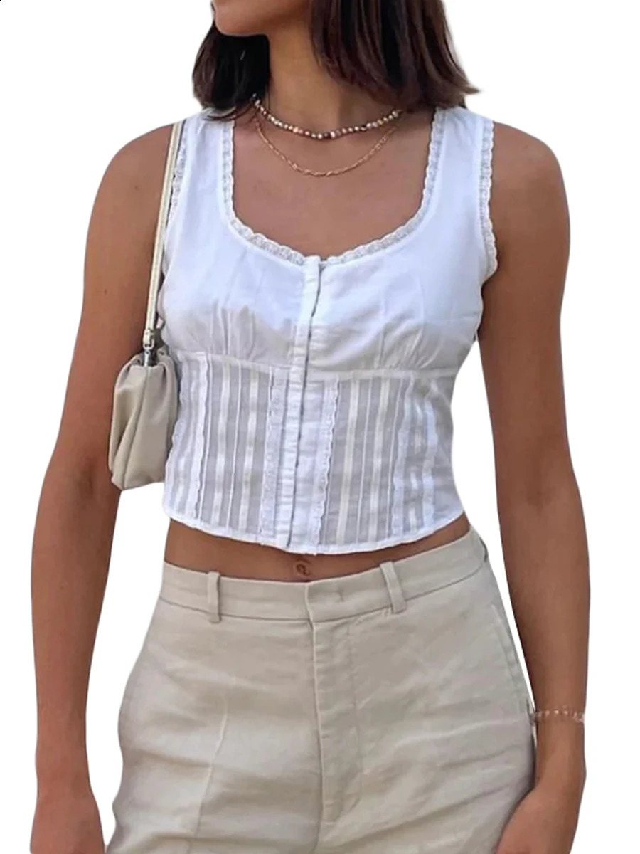 CHQCDarlys womens summer sexy Y2K Cami Tank top spaghetti shoulder strap lace decoration Camisoles square V-neck sleeveless crop top 240822