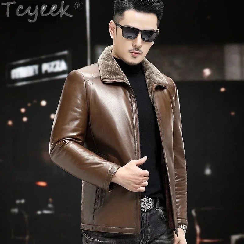 TCYEEK NATURAL FUR MINET HIVER TOP LAYER Veste en peau de mouton Hommes épaissis de vestes de fourrure réelles épaissies Fashion 100% Maisons en