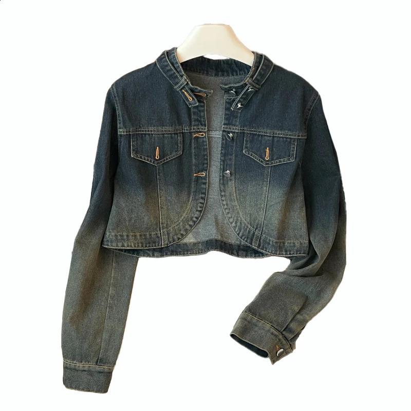 Bomon early autumn American retro wash loose short denim coat womens sweet cool spice temperament outside the top 240823