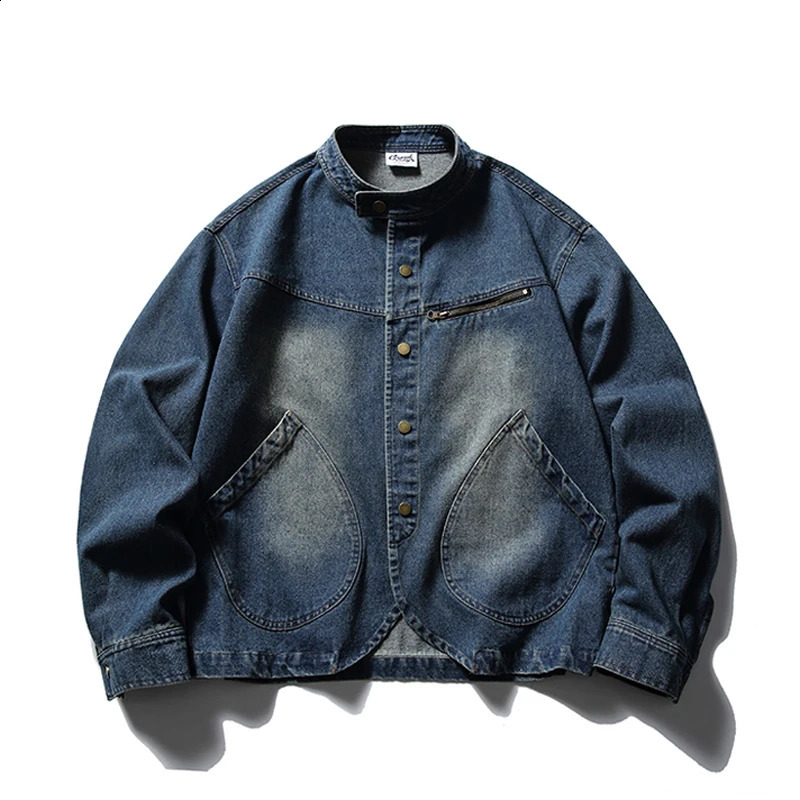 Hommes lavages en denim collier de streetwear Cityboy décontracté veste de mode homme de style coréen de style coagère