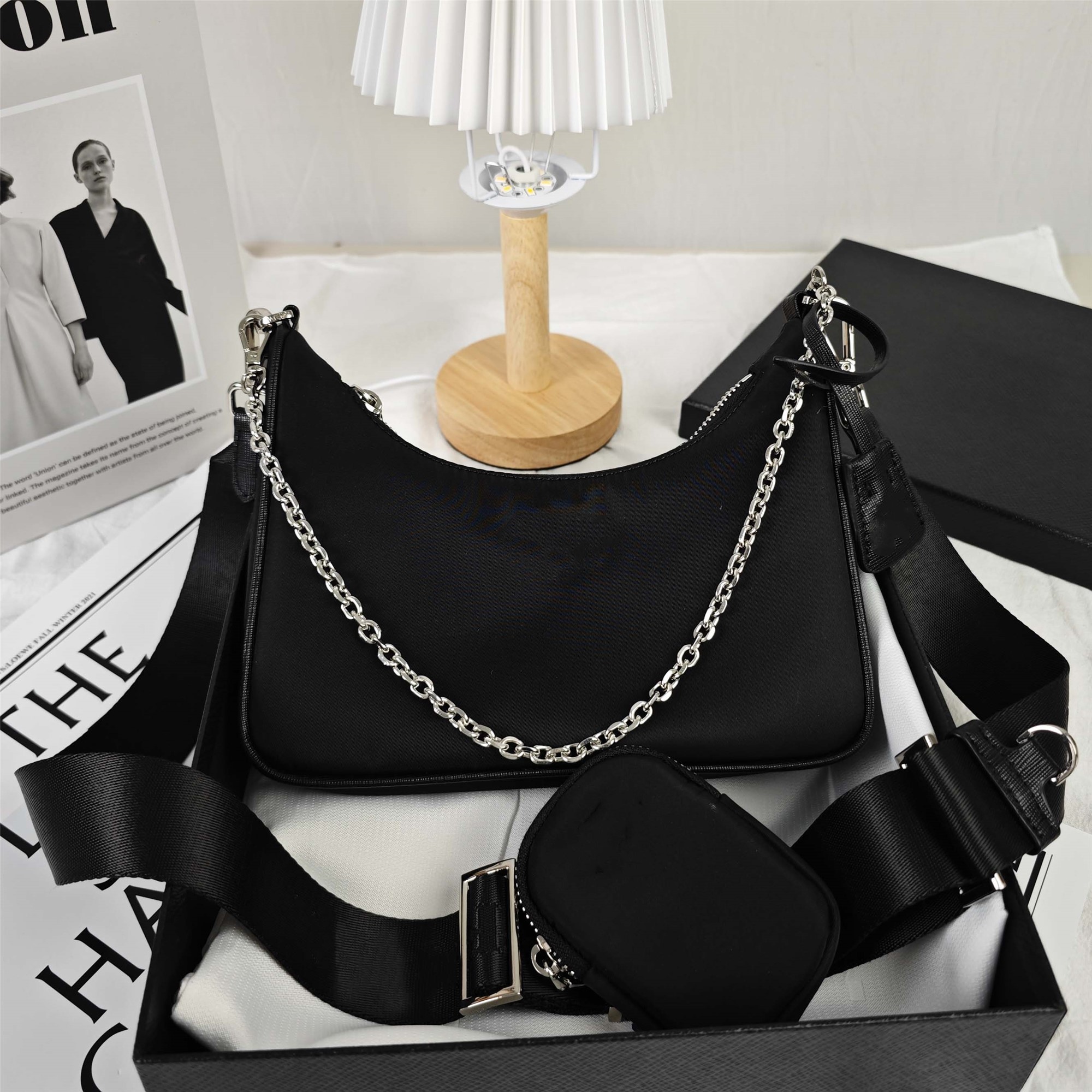 2005 Designer Bag hobo 3 Pieces Bags Crossbody Purses Sale Luxurys Shoulder Bag Handbag Women's Lady High Quality Chain Canvas Fashion Walle-image-988372262
