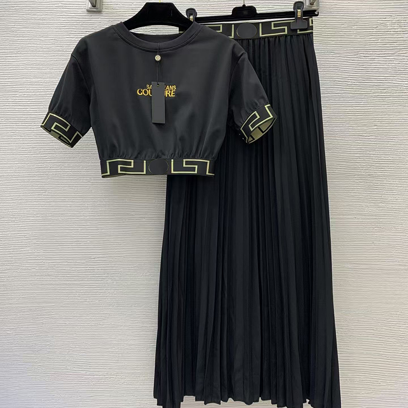 designer brand summer fashion sports vest skirt yoga short sleeve set womens high waist skirt asia size sxl