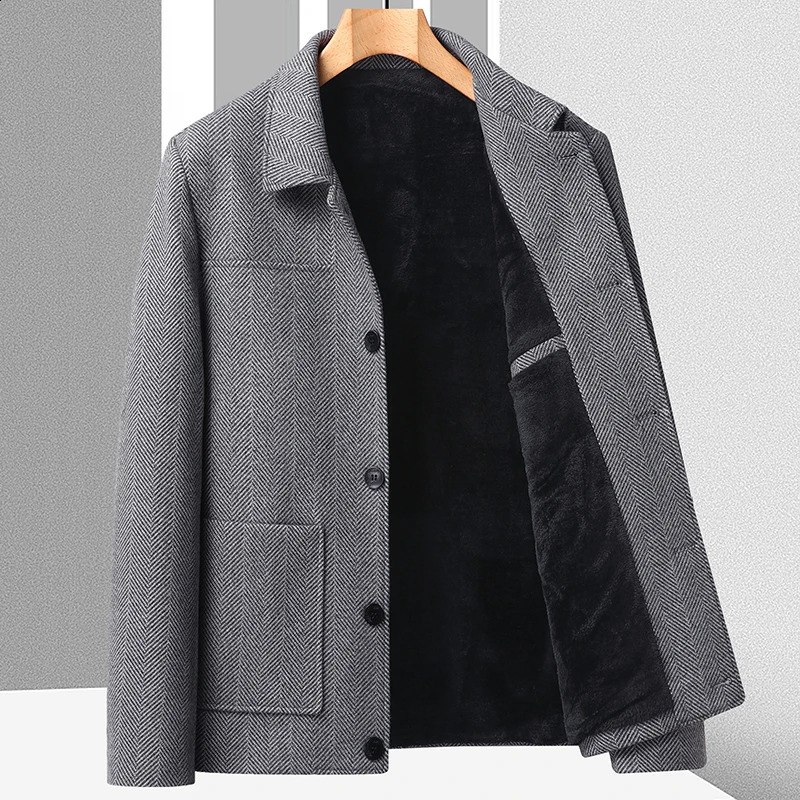 Autumn Winter Woolen Jacket for Men Highquality Casual Business Short Trends Coat Thickened and Warm Social Overcoat 2023 240823