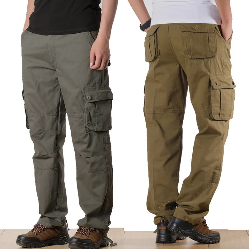 Pantalons de cargaison pour hommes masculins multi-poches militaires plus taille 44 pantalon tactique pour les hommes de coton droit des pantalon