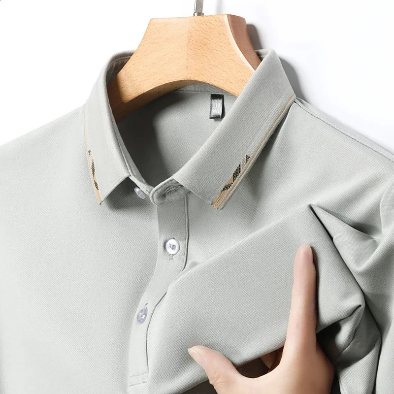 2024 hommes Couleur continue Coton Business and Leisure Polo Summer Fashion Short Sleeve confortable Top respirant 240823