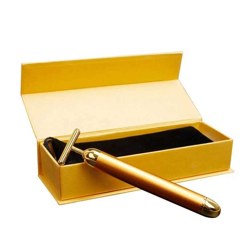 24k Gold Facial Wrinkle Lifting Wand Roller Vibrating Facial Massage Energy Wand Facial T-Shape Vibrating Beauty Tool Veya CL240824-image-1014399265