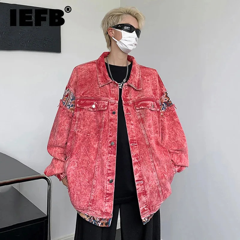 IEFB Autumn Vestes masculines lavage patchwork Coats de denim Collier retein des vêtements pour hommes simples de style coréen 9c6649 240823