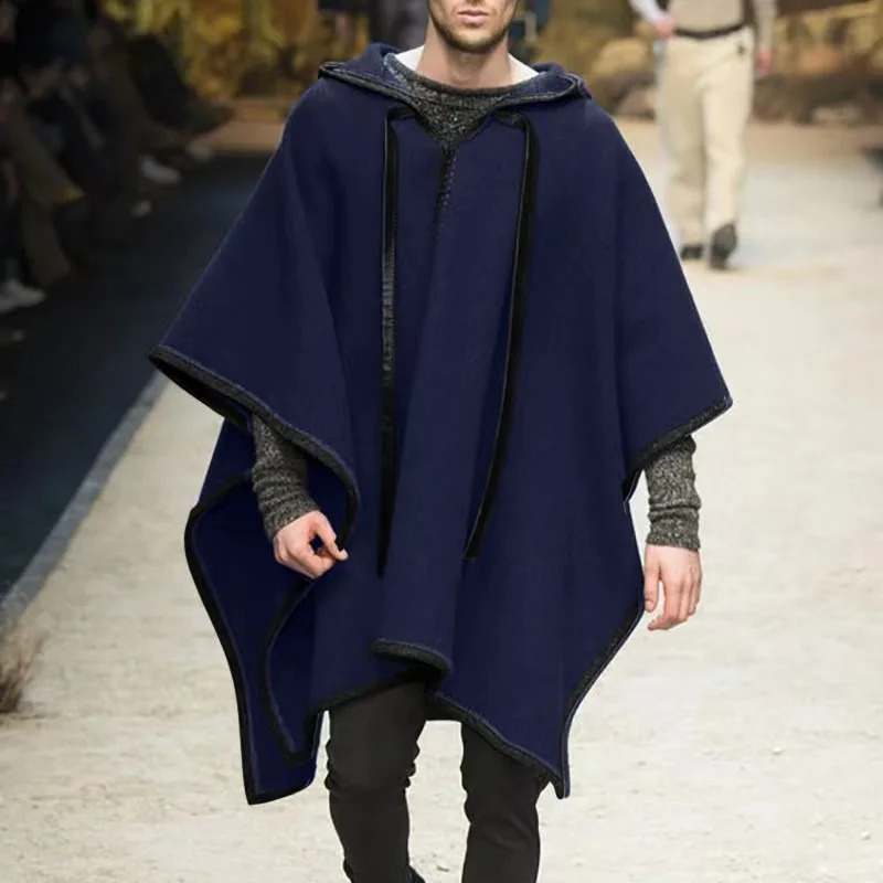 Fashionable autumn and winter mens raincoat womens shawl floral retro solid wool coat mens loose open top jacket 240823