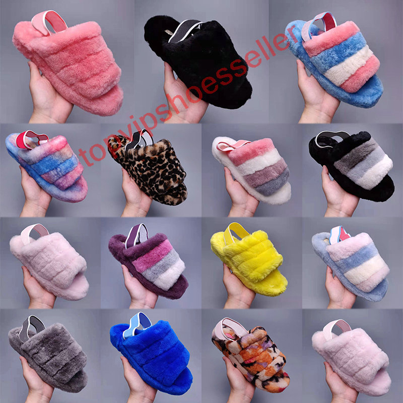 2024 femmes pantoufles de peluche glissades glissades sandales dames chaussures femme sandales hiver gantards furry pantoufles australie maison f