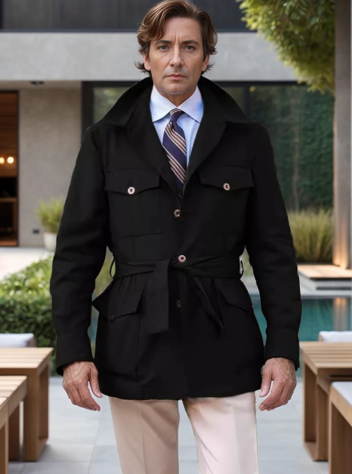 2024 Spring and Autumn Mens MultiPocket Clothes MidLength Slim Thin Windbreaker Jacket High Quality 240823