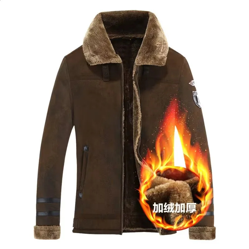 suede mens winter jacket and Coats thick wool windproof warm sheepskin trench coat Plus size 3XL 240823