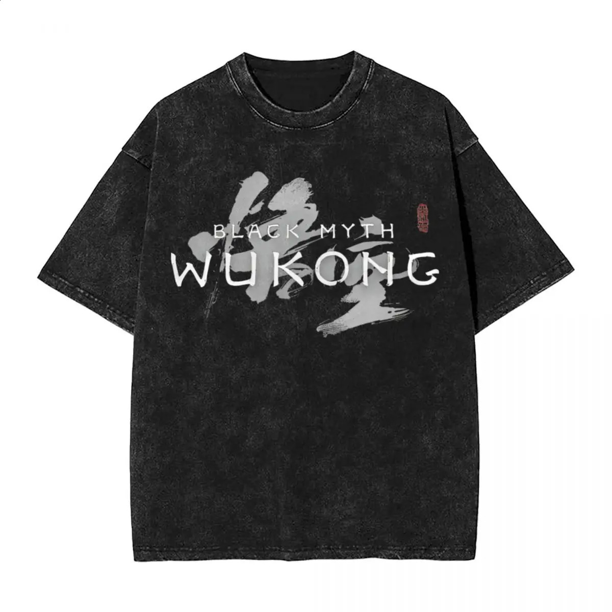 Black Myth Wash T-shirt Retro T-shirt Monkey King Journey Western Game T-shirt Mens and Womens Graphic Printing 240823
