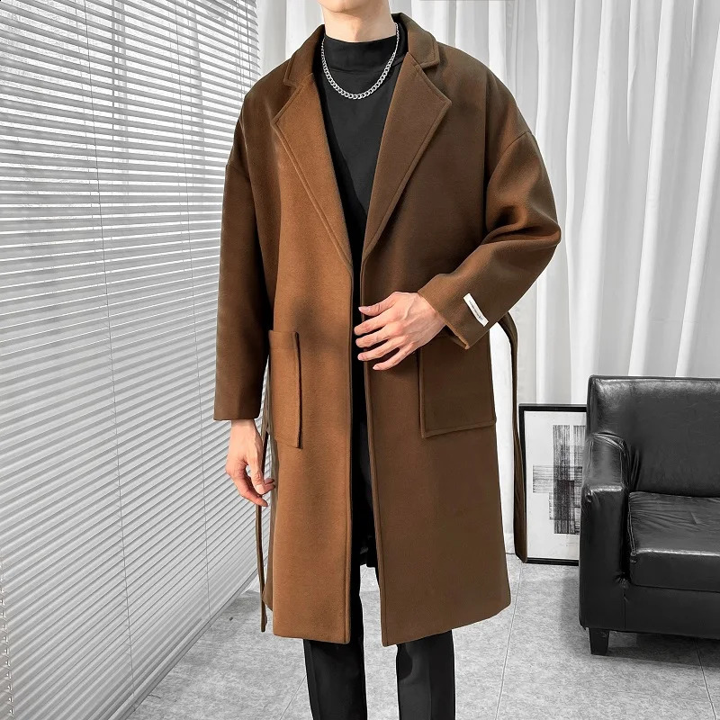 British style wool coat mens large pocket autumn winter lapel Trenchcoat Plus size 5XL-S fashionable casual coat mens windproof jacket 240823