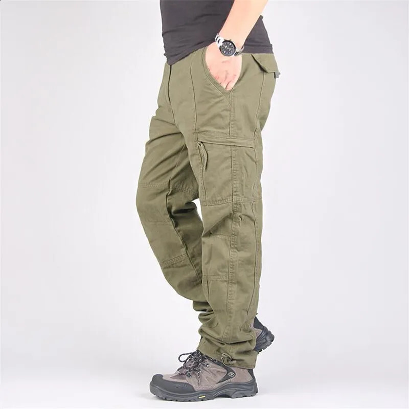 Pantalon de cargaison de coton décontracté de printemps Men de marchandises Baggy Combat Pantalon tactique militaire Pantalons droits pantalon lo