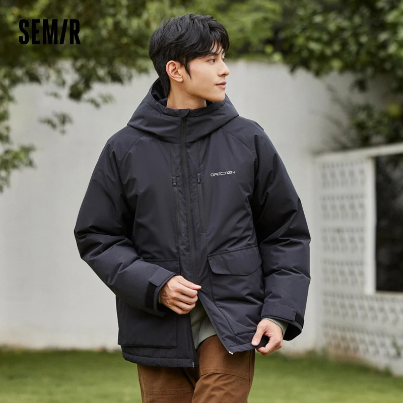 Semir Down Jacket Men Winter Three-Proof Mid-length Outdoor Warm Cold-resistant Workwear Loose Jacket 240823