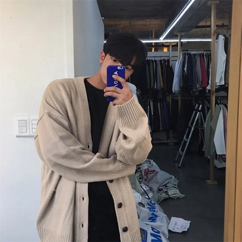 Knitted Sweaters For Men Solid Color White Man Clothes Coat Plain Jacket Cardigan X Korean Autumn Elegant Comfortable S A 240823