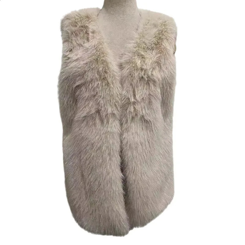 ZXRYXGS -selling 2024 autumn and winter vest V-neck simulated fur jacket womens coat size S-3XL white 240823