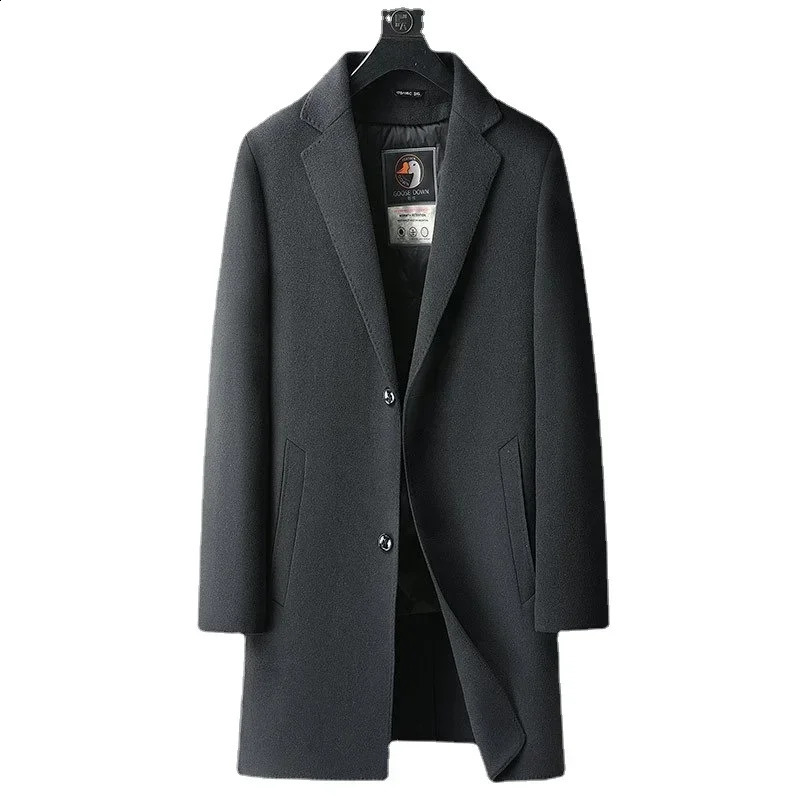 ly arrived fashionable mens wool coat with goose down lining medium length reversible plus size 3XL 4XL 5XL 6XL 7XL 8XL 240823 ww