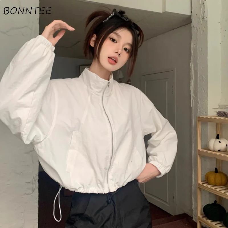 Vestes Femmes Summer Sunproofroping Zipper-up Coats décontractés Crop-coussins Poches Crop Pockets Chic All-Match Streetwear Style coréen lâche 2