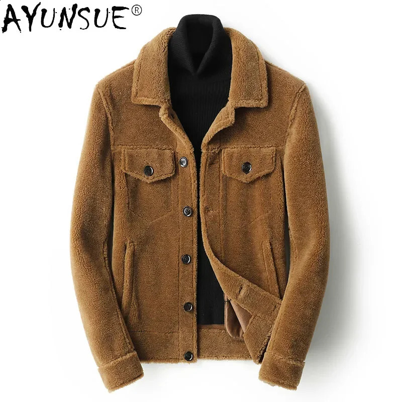 AYUNSUE Winter Jacket Mens Mens Clothing Shorts 100% Wool Fur Coat Mens Suede Jacket Mens Chaqueta De Los Hombres LXR799 240823