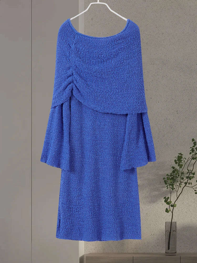 Fête en tricot solide au large de l'épaule mini robe femme sexy voir à travers des manches longues robes féminines de mode d'été vestidos 240824
