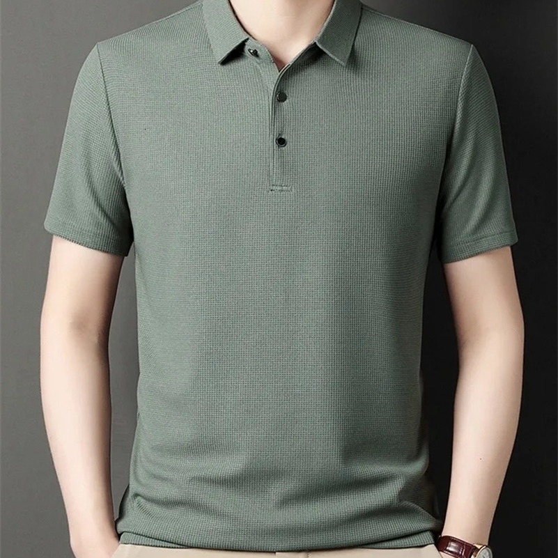 7 Colors Mens Short Sleeved Lapel Polo Shirt Loose Fitting Trendy Top Summer Solid Color Tshirt y240823