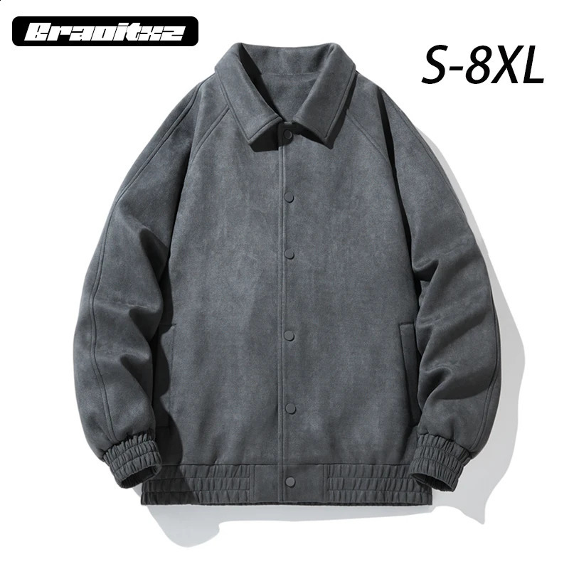 S-8XL mens spring and autumn collar suede casual fashion breathable jacket Coats mens outdoor windproof retro jacket Coats mens 240823