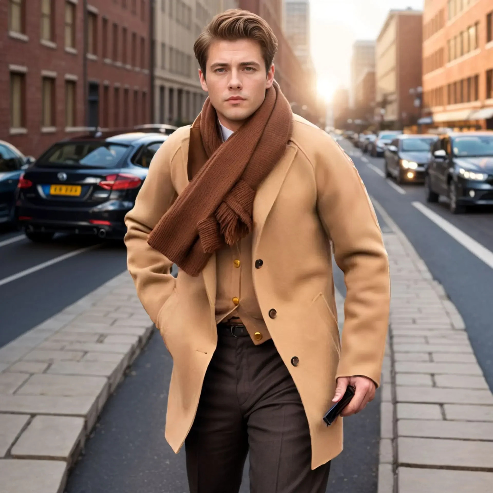 2024 Casual Mens Clothing for Youth Suits Trendy Solid Color Wool DoubleFaced Coat Autumn and Winter SXXL 240823