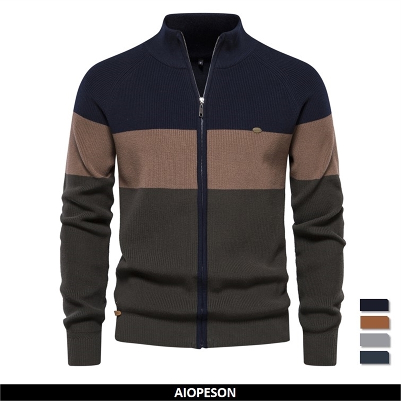 Patchwork d'automne et d'hiver pull de couleur pour hommes Cardigans à glissière pour hommes Pull de coton de haute qualité de haute qualité 2408