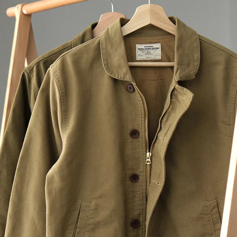 0602# Spring and Autumn American Retro Thickened Casual Deck Jacket Mens Fashion 100% Cotton Washed Old Loose Cargo Coat 240823