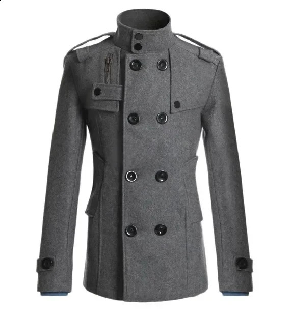 Mens coat long sleeved casual wool coat mens jacket windproof jacket mens gray trench coat ultra-thin fit mens coat plus size 3xl 240823