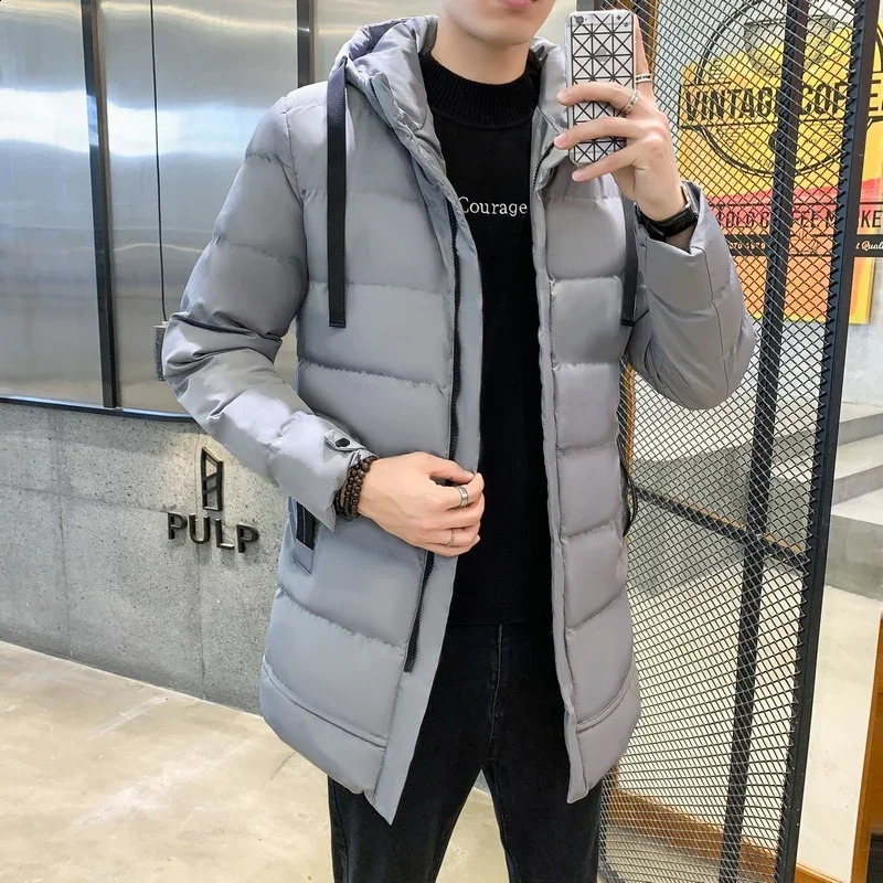 Winter Mens Long Parka Warm Windbreaker Puffer Jacket Hooded Coat Thick Cotton Padded Thermal Parkas Plus SIze 240828