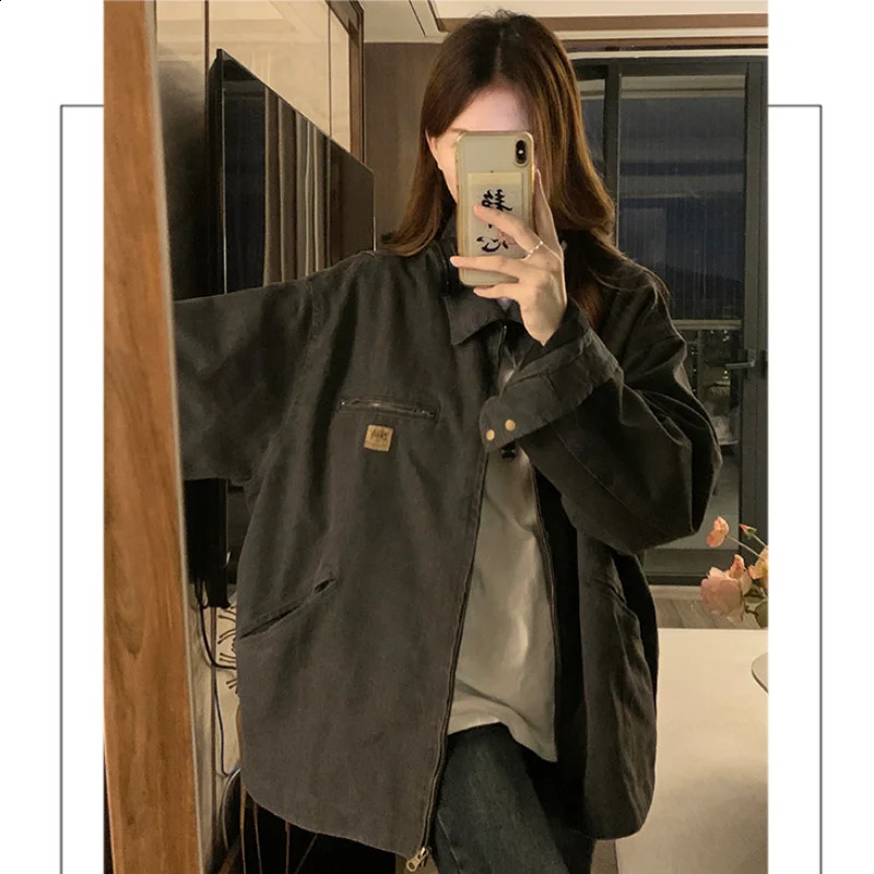 Womens Clothing Rose Jacket Black Outerwear POLO Collar Cardigan Korean Fashion Streetwear Y2K American Style Winter Coat 240823