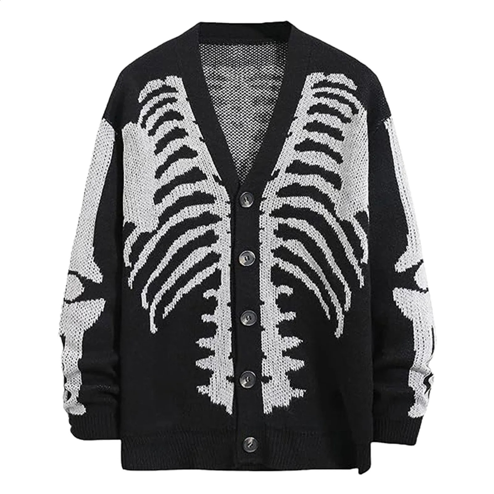 Femmes Gothic Cardigan Front Hook Bouton vers le bas Vneck Tricoting Pull Halloween Velles Unisexe Coats de veste surdimensionnés 240824