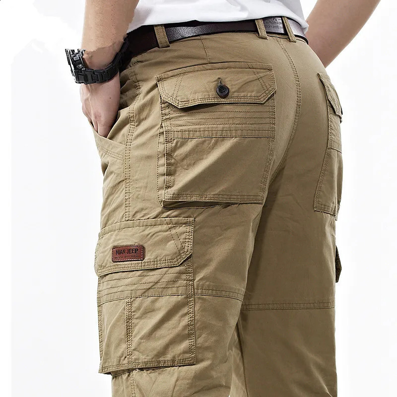 Male Multi-pockets Tactical Casual Long Trousers Plus Size 42 Mens Outdoor Overalls Cargo Pants Spring Cotton Baggy Denim Pants 240824